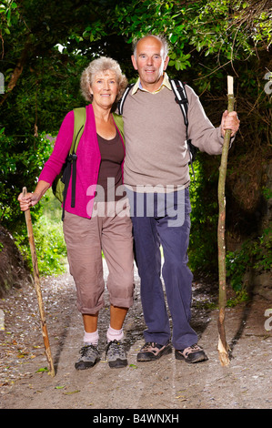 Senior couple hiking Stock Photo