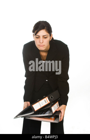 business woman dropping folders Stock Photo