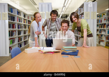 Young students in a library Stock Photo