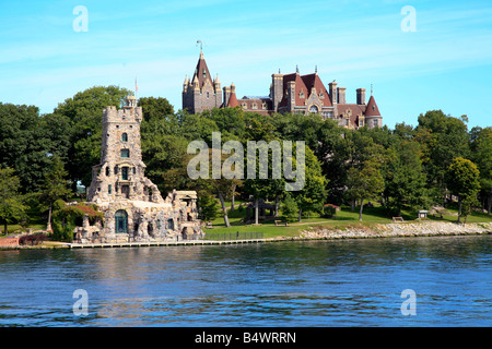 The Boldt Castle on Heart Island, Alexandria Bay, in the St.Lawrence River on Thousand Island,Ontario,Canada/USA Stock Photo