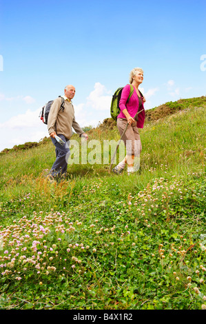 Senior couple hiking Stock Photo