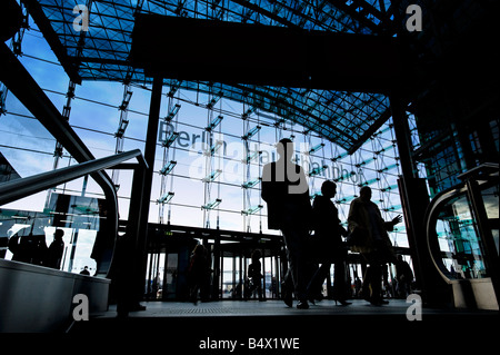 Passengers in entrance concourse at Hauptbahnhof main railway station in Berlin Germany Stock Photo