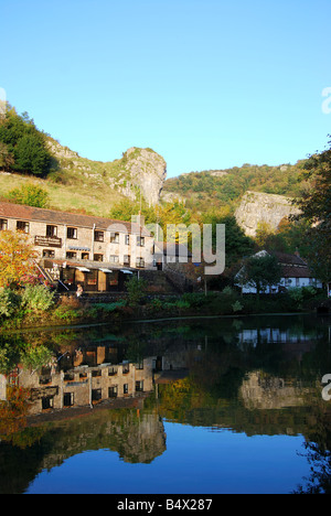 Hillside Cottage tearooms by lake, Cheddar Gorge, Cheddar, Somerset, England, United Kingdom Stock Photo