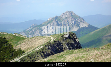 Vel'ky Rozsutec Mountain from Chleb with Hromove in the foreground in Slovakia's Male Fatra Mountains.