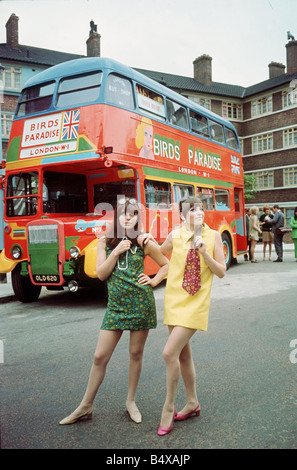 Fashion November 1967 Psychedelic mini dresses Women standing