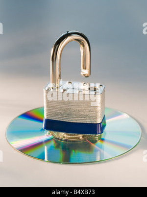 Lock and compact disc Stock Photo