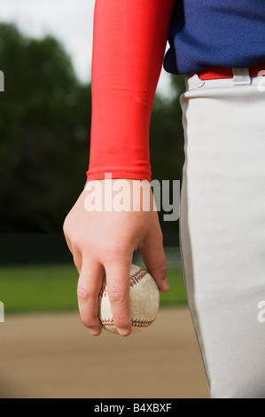 Baseball pitcher getting ready to throw ball Stock Photo