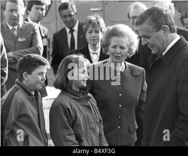 Margaret Thatcher at the foundation stone laying ceremony at St Peter s Basin Newcastle Quayside with Shirley Smith and Raymond Stock Photo