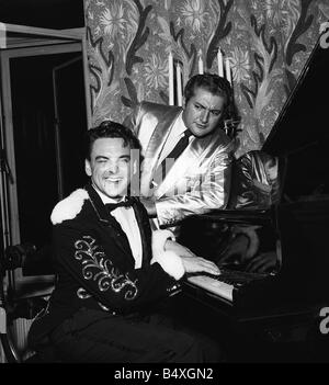 Bob Monkhouse with Liberace 1956 Hailed as Mr Showbiz Liberace was the personification of hedonism at its most extreme Billing Stock Photo
