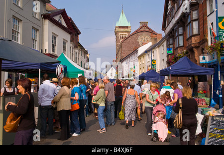 People browse stalls in Market Hall at Abergavenny Food Festival ...