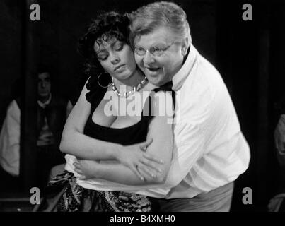 Benny Hill comedian with one of his Hill s Angels girls Stock Photo