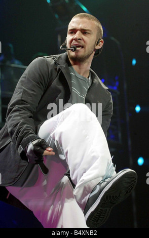 American pop star Justin Timberlake in concert at the NIA Birmingham December 2003 Stock Photo
