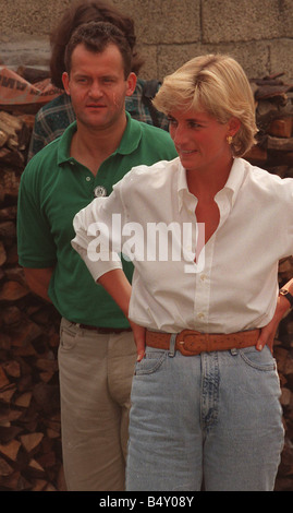 Princess Diana visits Bosnia for three days in August 1997 She is trying to raise the worlds awarness about the devastating effects landmines have on peoples lives with Butler Paul Burrell Stock Photo