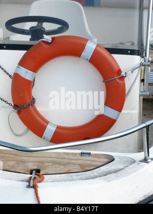 detail of a boat with a life belt Stock Photo