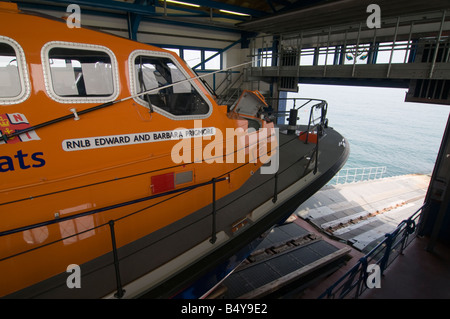 RNLI Tamar Class lifeboat in Cromer lifeboat station Stock Photo