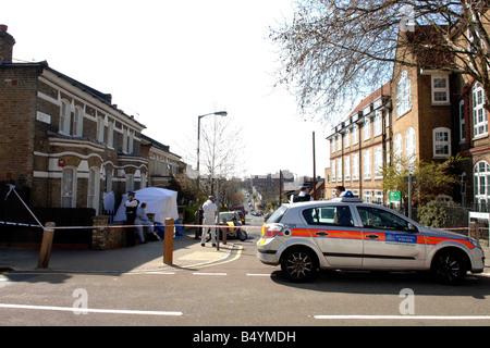 Murder scene photos where Pregnant woman Krystal Hart, 22, was shot dead in the hallway of her flat shortly after 11 a.m. in Belleville Road, Battersea, South London on Friday.;7th April 2007 ; Stock Photo