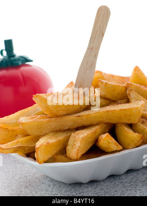 Portion Of Chips In A Polystyrene Tray Stock Photo
