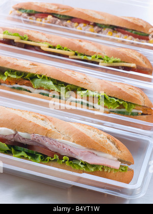 Selection Of Baguettes In Plastic Packaging Stock Photo