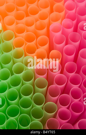 Close Up Of Fluro Drinking Straws Stock Photo