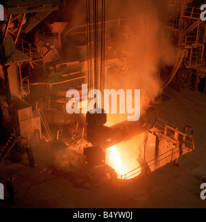 Electric Arc Furnace Tapping during Steelmaking Rotherham England UK Stock Photo