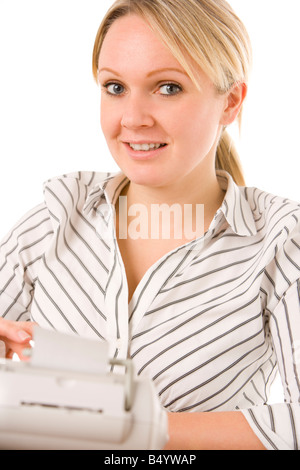 Businesswoman Using Calculator