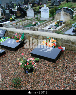 Grave of Bobby Sands MP, a hunger striker, in the Republican Plot at the Catholic Milltown Cemetery, Falls Road, Belfast. Stock Photo