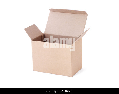 Empty carton box on white background Stock Photo