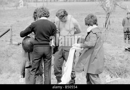 Dads Army ;Actor James Beck who plays Private Walker in the BBC TV series Dads Army seen here changing into his uniform whilst filming on location in Thetford Norfolk.;The cast were filming an assault course.;72 4866;©DM;Anglia Press for DM Stock Photo