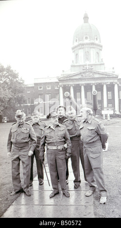 Cast of TV programme Dad's Army in costume for the opening of the Imperial War Museum exhibition 'The Real Dad's Army' Stock Photo