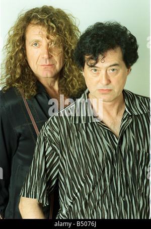 Jimmy Page former lead guitarist and Robert Plant former lead singer of the pop group Led Zeppelin Stock Photo