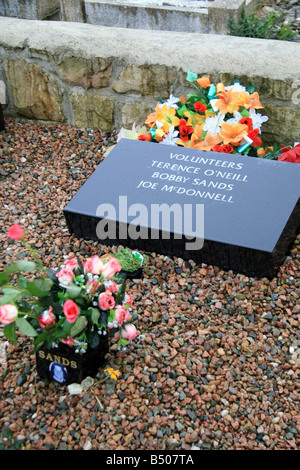 Grave of Bobby Sands MP, a hunger striker,  in the Republican Plot at the Catholic Milltown Cemetery, Falls Road, Belfast. Stock Photo