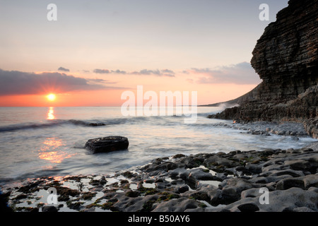 Sunset at Dunraven Bay on the Heritage Coast of South Wales Stock Photo