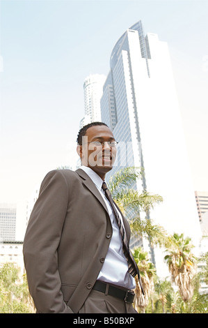 An confident and successful African American businessman in a power suit Stock Photo