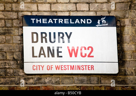 Drury Lane Street Sign London WC2 Stock Photo