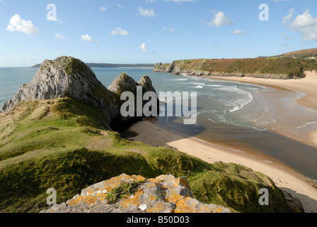 Three Cliffs Bay on the Gower Peninsula Stock Photo