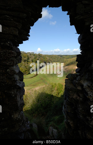 View through wall of Pennard Castle on the Gower Peninsula Stock Photo