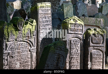 Gravestones in the Old Jewish Cemetery in Josefov, the Jewish Quarter of Prague FOR EDITORIAL USE ONLY Stock Photo