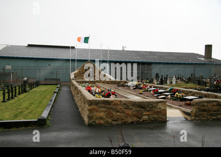 The Republican Plot in the Catholic Milltown Cemetery, Falls Road, Belfast on a rain and wind swept winter afternoon. Stock Photo