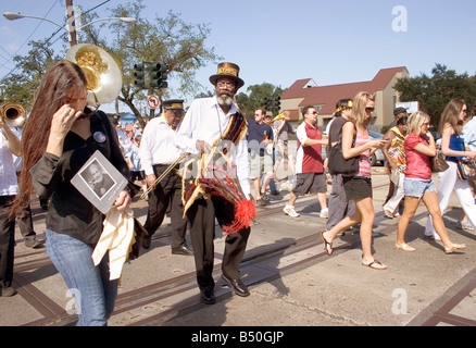 Jazz funeral procession for Michael P. Smith, in New Orleans, LA, USA. Stock Photo