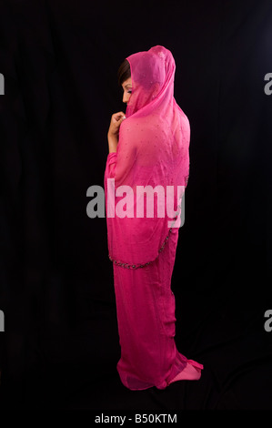 Indian woman in red sari Stock Photo