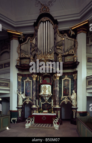 Rellingen, evangelisch-lutherische Rellinger Kirche, Kanzelaltar mit Orgel, Architekt Cay Dose Stock Photo