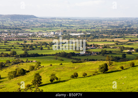 The Dairy Crest Severnside Creamery at Stonehouse, Gloucestershire  UK viewed from Haresfield Beacon Stock Photo