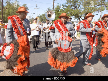 Jazz funeral procession for Michael P. Smith, in New Orleans, LA, USA. Stock Photo