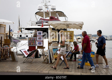 Artists stall St Tropez South of France Sept 2008 Stock Photo