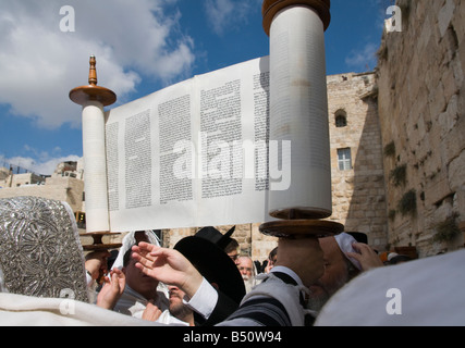 Israel Jerusalem Western Wall Sukot Festival Festival of Tabernacles Birkat Cohanim Cohen Benediction Stock Photo