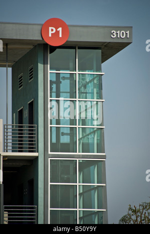 Glass Elevator Parking Structure University Campus Irvine, Orange County CA Stock Photo