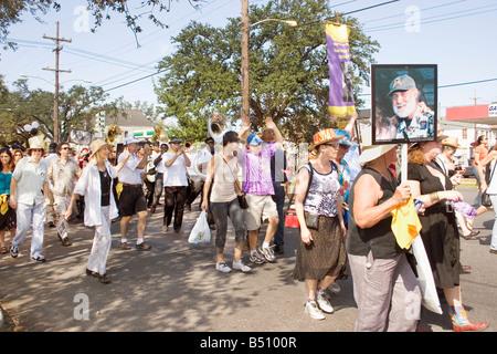 Jazz funeral procession for Michael P. Smith in New Orleans, LA, USA. Stock Photo