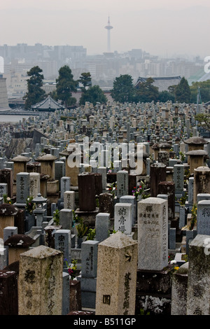 Kyoto skyline and graveyard Stock Photo