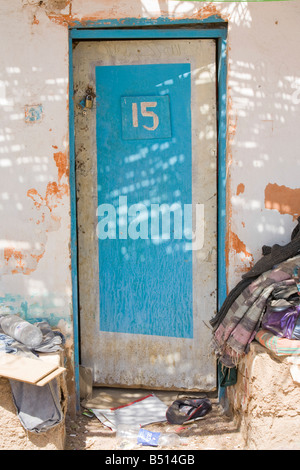 Rundown Arabic housing belonging to poor people in Dahab on the Red Sea in the Sinai Desert Egypt Stock Photo