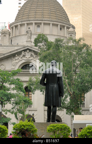 Statue Square with Legislative Council Building, Hong Kong, Statue of Sir Thomas Jackson, HSBC Stock Photo